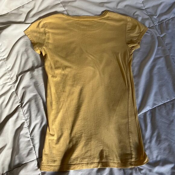 Vintage Y2K Butter Yellow Short Sleeves Form Fitting Graphic Tee Aeropostale XS - Picture 4 of 6